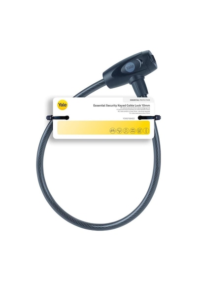 Yale Essential Kablolu Bisiklet Kilidi 10mm - Anahtarlı Gri