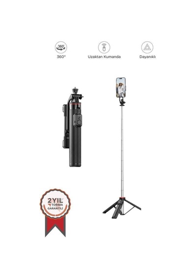 Mobil Stant Pratik Ayak Görüntü Aracı Tripod Çok Amaçlı Kumandalı Selfie Çubuğu C13 Siyah