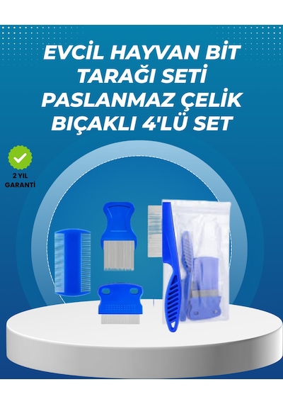 Kedi, Köpek Ve Küçük Hayvanlar İçin 4 Parça Ergonomik Tarak Takımı