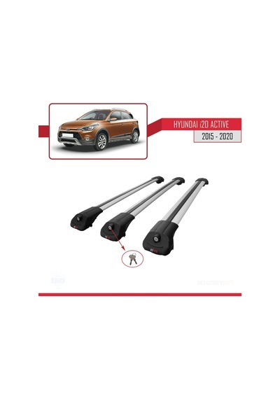 Hyundai İ20 Actıve 2015-2020 Arası İle Uyumlu Ace-1 Ara Atkı Tavan Barı Gri 3 Adet Bar