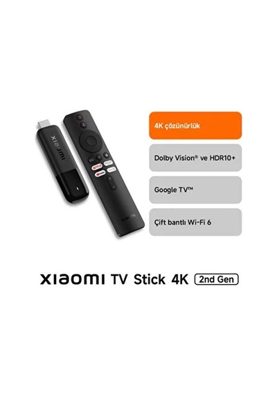 Xiaomi 2. Nesil Tv Stick 4K Android Wi-Fi Bağlantısı ile Dolby Vision & HDR10+ Medya Oynatıcı