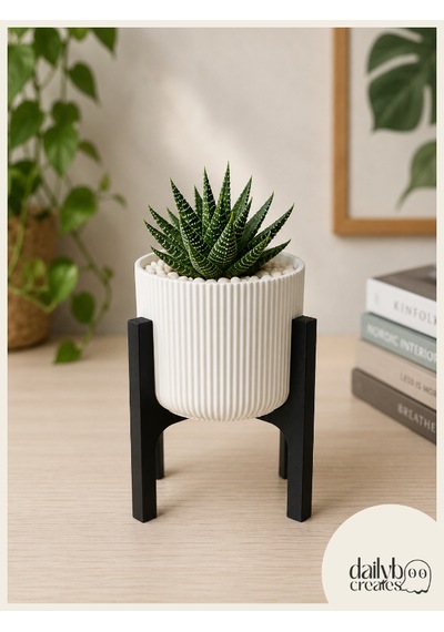 2 Renkli Ayaklı Saksı-modern Tarzlı Dekoratif Saksı-çiçek Ve Bitki Saksısı Beyaz