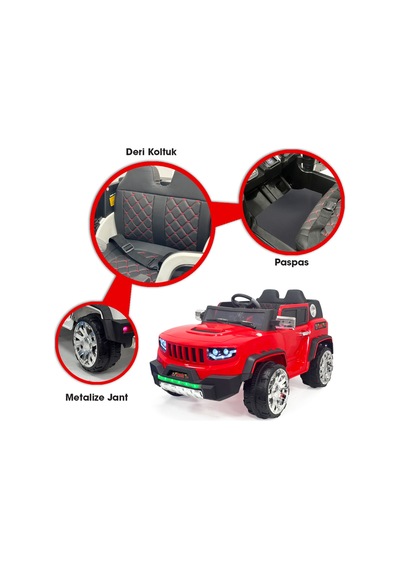 Jeep Akülü Araba 0-8 Yaş Kırmızı