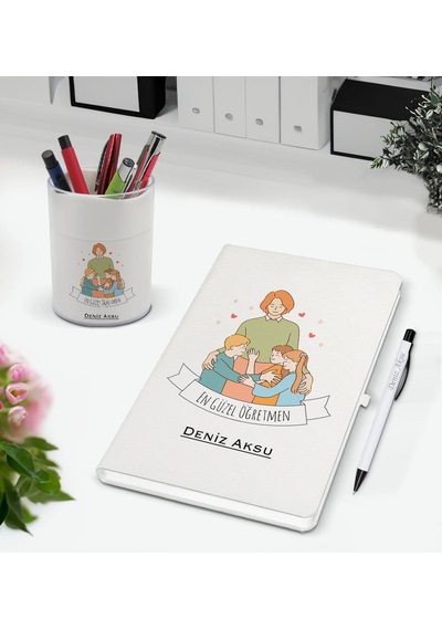 Bk Gift Kişiye Özel İsimli Öğretmenler Günü Tasarımlı Defter Kalem Ve Kalemlik Hediye Seti, Öğretmene Hediye, Öğretmenler Günü - 6