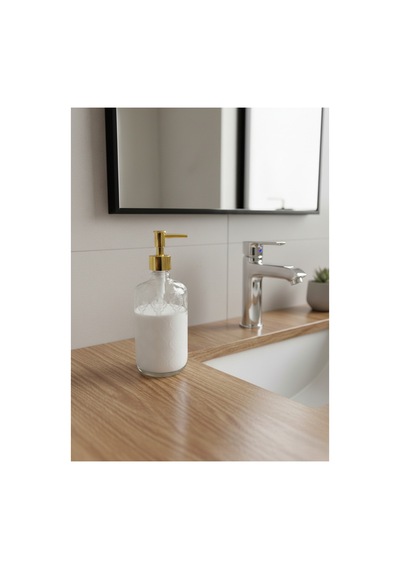 Buççin Online Mağaza Cam Sıvı Sabunluk 750 Ml Banyo & Mutfak İçin Şık Cam Sabun Dispanseri Cam Beyaz Çok Renkli
