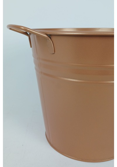 6 Litre Paslanmaz Metal Leğen - Bakır Renk Çok Amaçlı Kova Ve Bahçe/balkon Saksılığı 23 Cm Çap