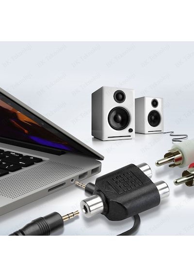3.5mm (1/8 inç) TRS Dişi - 2 RCA Dişi Adaptör