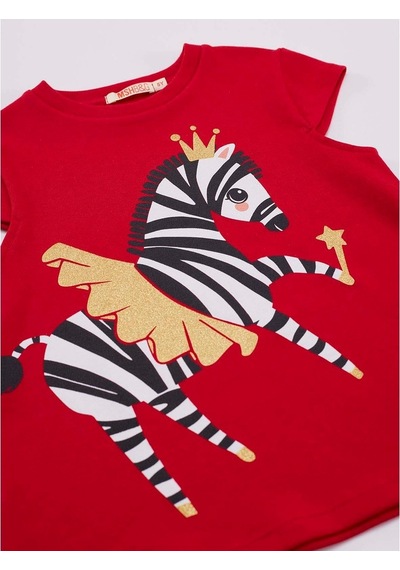 Denokids Balerin Zebra Kız T-Shirt Şort Takım Çok Renkli