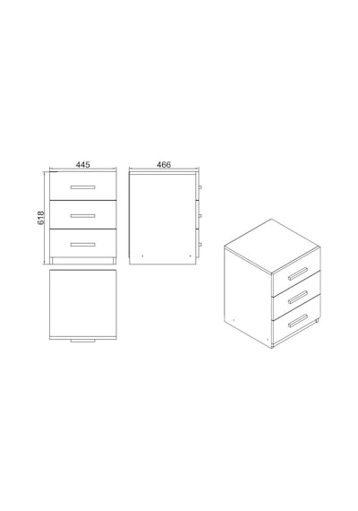 Yurudesign Vario C Ofis 3 Lü Keson Meşe-Siyah