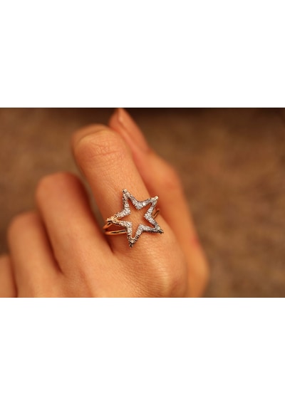 Reis Kuyumculuk T1681 Stella Ring Pembe Altın Yüzük