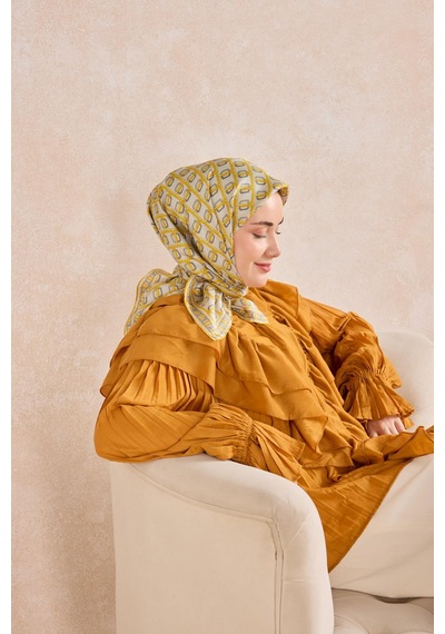 Silk Home Twill İpek Eşarp Zincir Açık Gri Çok Renkli