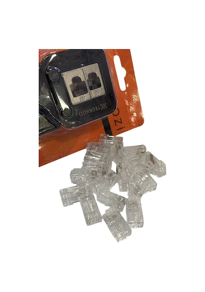 Technozi Rj45 Rj11 Rj12 Cat5 Cat6 Yeni Nesil Konnektör Kolay Sıkma Pensesi + 10 Delikli Jack