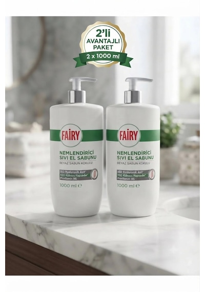 Fairy Sıvı El Sabunu Beyaz Sabun 2x1000 Ml