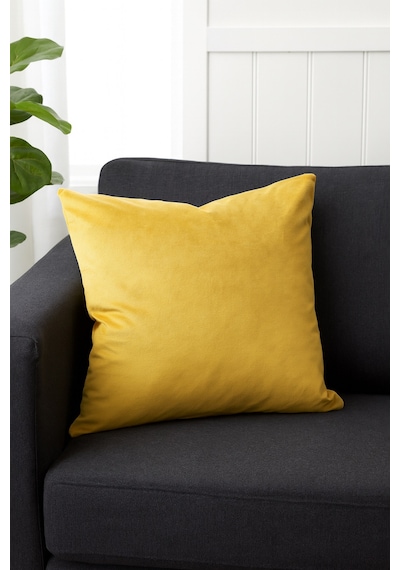 Düz Kadife Kırlent Kılıfı Sarı 40x40 Sarı