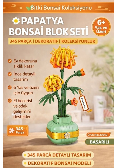 Botanicals Yetişkinler İçin Sergilenebilir Çiçek Modeli Yapım Seti 345 Parça