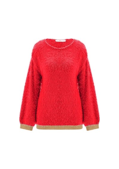 Peraluna De Vılle Pullover Kol Ve Etek Ucu Simli Kadın Triko Kazak Kırmızı-kırmızı Kırmızı Peraluna De Vılle Pullover Kol Ve Etek Ucu Simli Kadın Triko Kazak Kırmızı-kırmızı Kırmızı