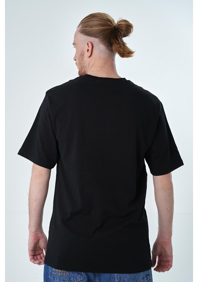 İntersivin %100 Pamuk Oversize Siyah Erkek T-shirt Siyah