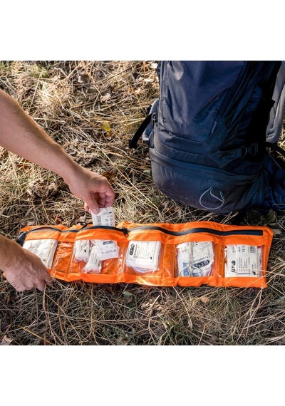 Flexeo 59 Parça Su Geçirmez Ilk Yardım Kiti Rulo Çanta Outdoor Acil Durum Tırmanış Kamp Seti Güvenlik Kilidi Turuncu