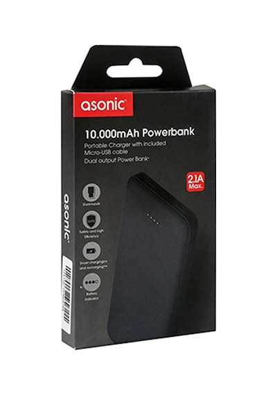 2 Adet Asonic As-p10 10000mah 2 Usb Output Powerbank Siyah Taşınabilir Pil Şarj Cihazı