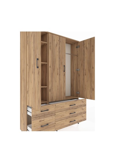 Arges Dolap 5 Raflı 5 Çekmeceli Tek Askılı 132x30x195 Çam-çam/çam Atlas Çam/atlas Çam Arges Dolap 5 Raflı 5 Çekmeceli Tek Askılı 132x30x195 Çam-çam/çam Atlas Çam/atlas Çam