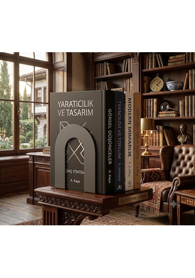 Dekoratif Metal Kitap Tutucu 2 Li Set Kitaplık Düzenleyici Aksesuar Siyah Kitap Düzenleyici