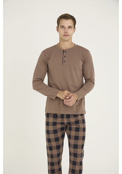 Angbutik Kocabey 9221 Erkek Midi Yaka Pijama Takım Çok Renkli