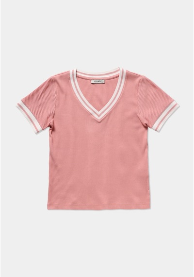 Colin's Colins Slim Fit V Yaka Düz Kadın Pembe Kısa Kol Tişört Cl1080062 Q1.v1 Prs