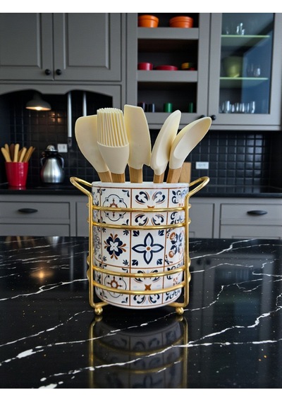Çeyiz Seti - 103 Ceramic Desen Mutfak Seti Gold Kahverengi