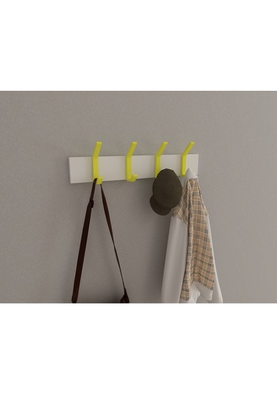 Hepsi3boyutlu Modern Duvar & Kapı Kanca Askılık - 4 Adet Sarı Kanca Askılık - Model No : 1 Sarı
