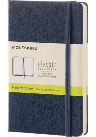 Moleskine Sert Kapak Defter Safir Mavi Çizgisiz - 9 x 14 CM