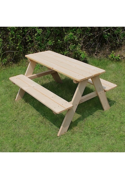 İahşap 100 Cm Çocuk Piknik Masası - 4 Kişilik Ahşap Oyun Ve Aktivite Masası Kahverengi