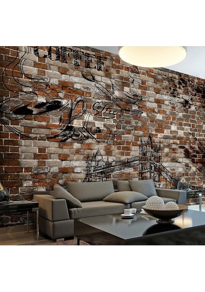 Tuğla Duvar Üzerinde Coffee Yazılı Duvar Kağıdı