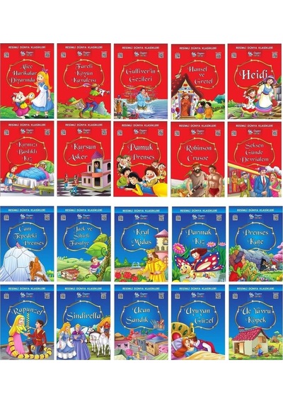 1.ve 2. Sınıflar Için Resimli Dünya Klasikleri 1-3 20 Kitap + Kitap Okuma Not Defteri