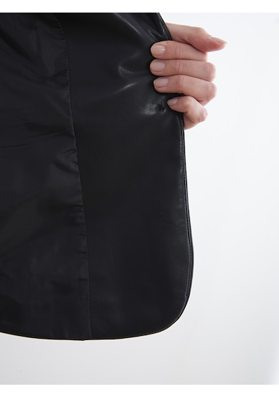 Lcwaıkıkı Classic Siyah Kadın Deri Görünümlü Blazer Ceket