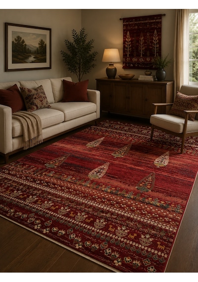 Eko Halı Kybele Kyb 02 Red Etnik Desenli Otantik Salon Halısı Oturma Odası Halısı Mutfak Halısı Modern Makine Halısı Krem - Kırmızı Eko Halı Kybele Kyb 02 Red Etnik Desenli Otantik Salon Halısı Oturma Odası Halısı Mutfak Halısı Modern Makine Halısı Krem - Kırmızı
