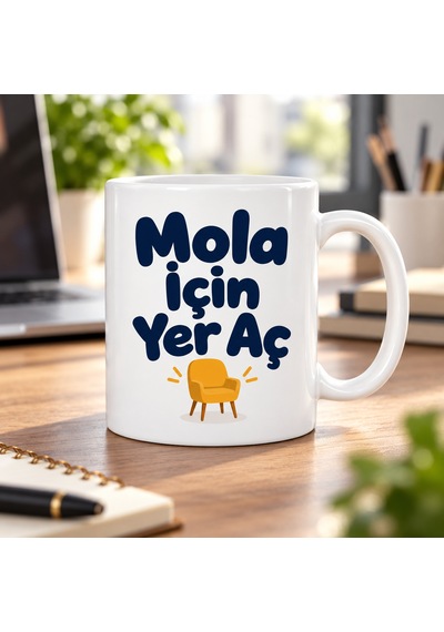 Bezos Mola İçin Yer Aç Tasarımlı Porselen Kupa - Model 461 Nxrlvng