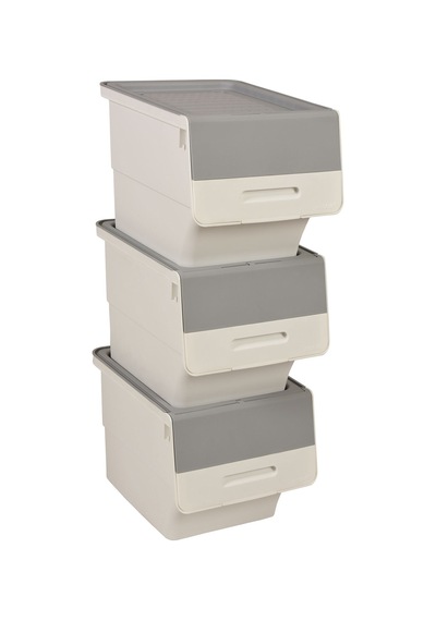 Technow Motek 33 Litre Beyaz Gri Tekerlekli 3 33 Lt 3'lü Set Organizer + Temizlik Seti Gri - Beyaz