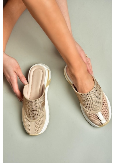 Fox Shoes U312514415 Bej File Kadın Terlik Bej-file Çok Renkli