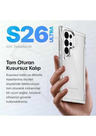 Samsung Galaxy S26 Ultra İçin Crystal Armor Serisi Şok Emici Yumuşak Silikon Kenar Arkası Sert Polikarbonat Darbeye Dayanıklı Şeffaf Kılıf Galaxy S26 Ultra