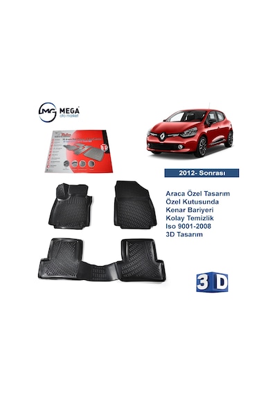 Renault Clio 4 2012- Sonrası Rizline 3D Havuzlu Paspas