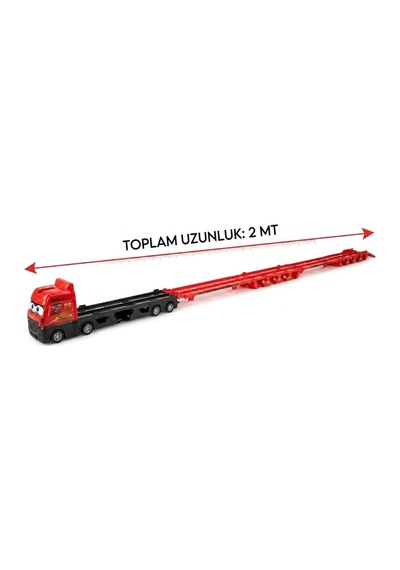 2 Katlı Taşıyıcı Ve 2m Yarış Pistli 24 Araç Kapasiteli 2 Küçük Arabalı Oyuncak Tır Seti