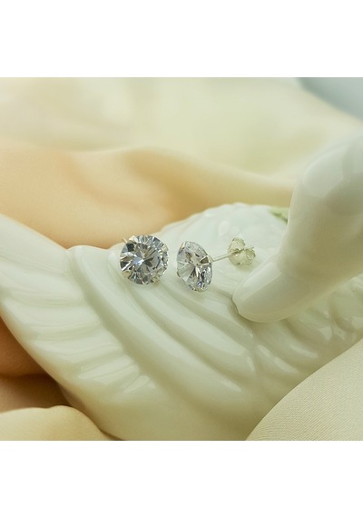 925 Ayar Gümüş Pırlanta Montürlü Tektaş Küpe N11.5827