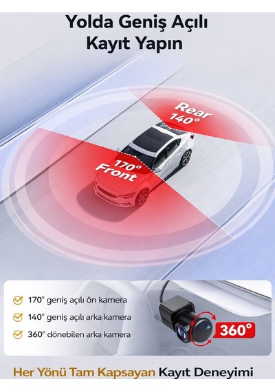 X18 Premium 3 Lens Araç İçi Kamera Wifi Gps 4k Ultra Hd Ön Arka İç Kamera Gece Görüşü Park Modu Dvr