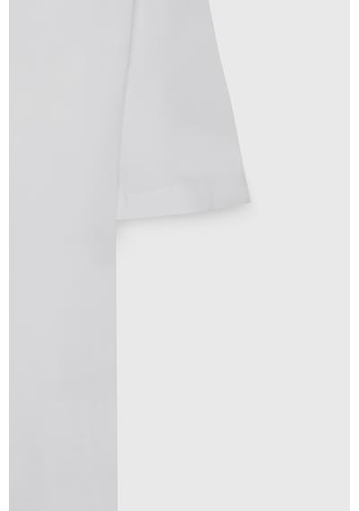 Ac&Co / Altınyıldız Classics Erkek Kırık Beyaz Long Fit Dar Kesim Bisiklet Yaka Baskılı Tişört Ekru