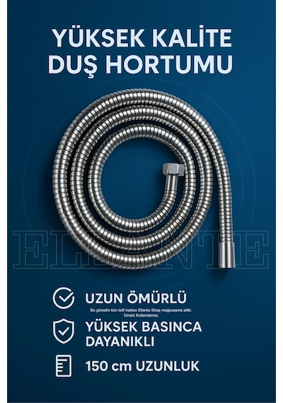 Yüksek Kalite Duş Spirali Hortumu Kromlu Banyo Duş Hortumu - 150cm Çok Renkli