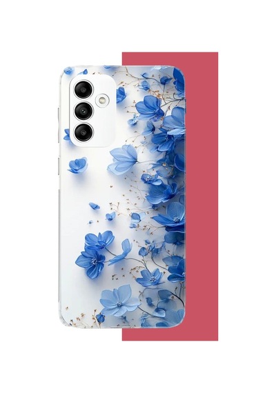 Samsung Galaxy A05s Uyumlu Mavi Çiçek2 Baskılı Silikon Kılıf Renkli
