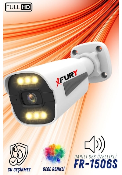 Fury 4 Lü Sesli 6 Warm Led Gece Renkli Görüş Su Geçirmez Güvenlik Kamerası Seti 1tb