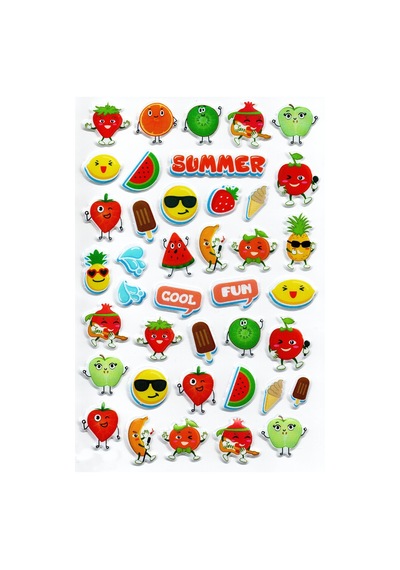 Sticker Kabartmalı A4 Boyutunda Stiker Defter, Planlayıcı Etiket, - Lim102 - Summer Yaz Meyveleri