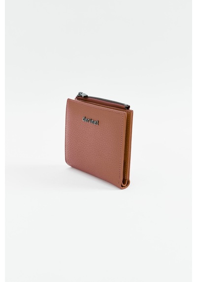 Derinet Hakiki Deri Bozuk Para Bölmeli Kadın Cüzdan Camel Camel