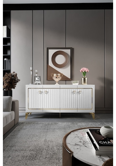KLAS KONSOL MDF MEBRAN KAPAK BEYAZ GOLD KLAS KONSOL MDF MEBRAN KAPAK BEYAZ GOLD